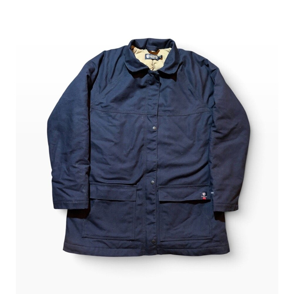 Tyndale Jacket Men Medium Blue FR Lined Heavy Warm Coat Work Flame Resistant